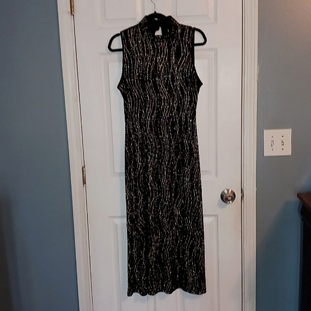 Coldwater Creek Long Black/Gold  Evening Dress Size 14P
